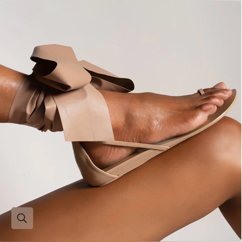 Wrap-Around Ankle Tie Sandal in Nude
